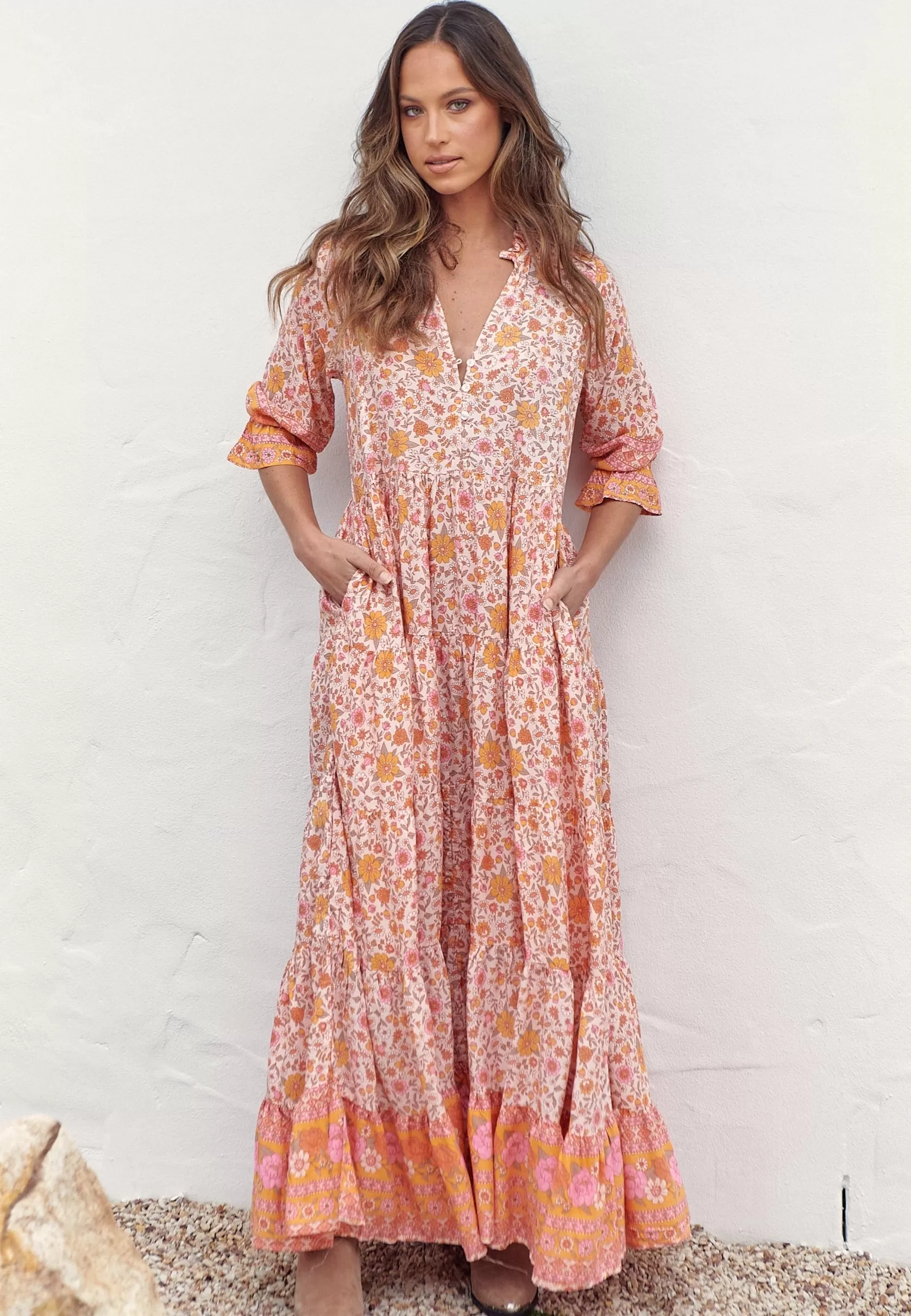 Leni Maxi Dress - Pink/Orange