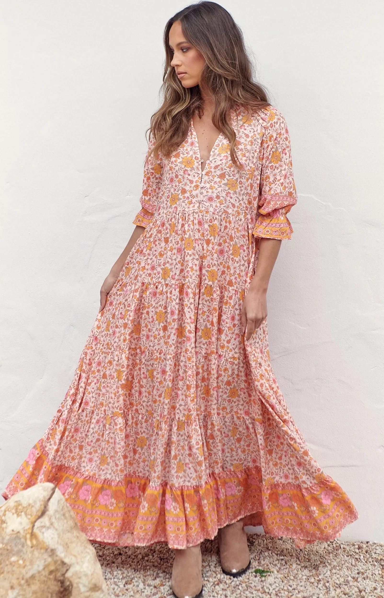 Leni Maxi Dress - Pink/Orange