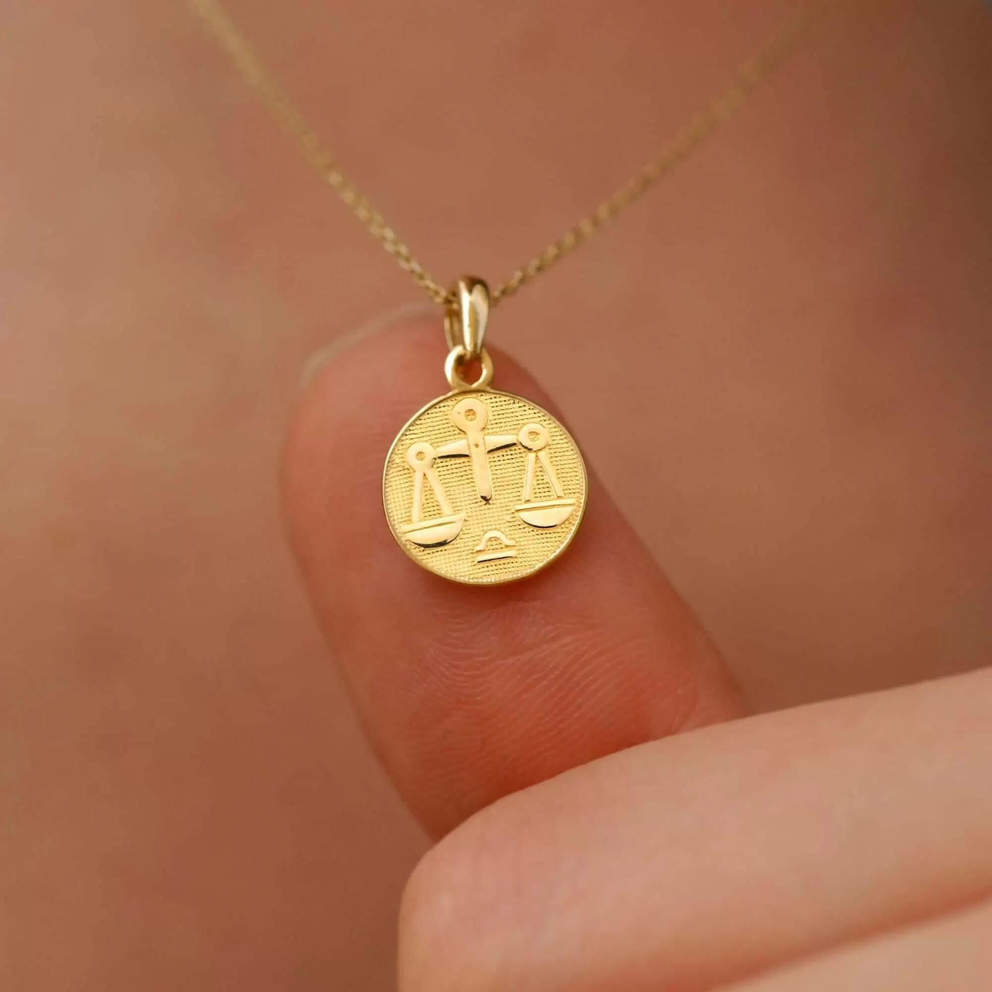 Libra Zodiac Necklace | 14K Solid Gold