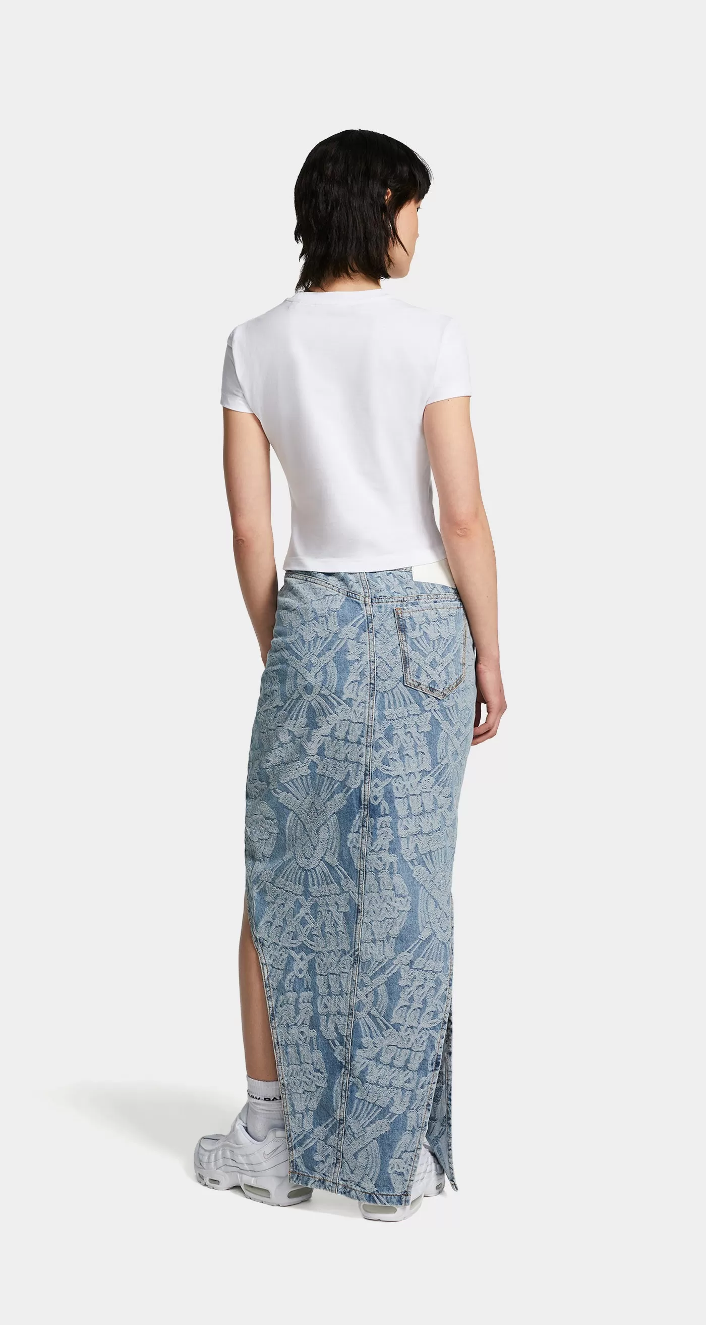 Light Blue Settle Macrame Denim Skirt