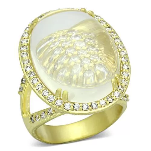 LOA837 Matte Gold Brass Ring with Synthetic in Clear