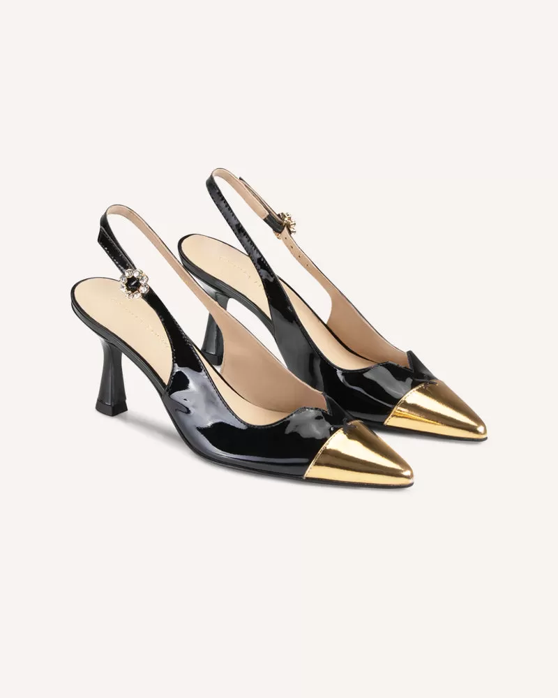 Lucia Black & Gold Slingback