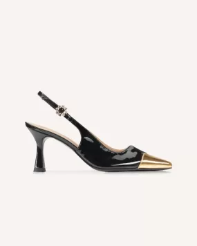 Lucia Black & Gold Slingback