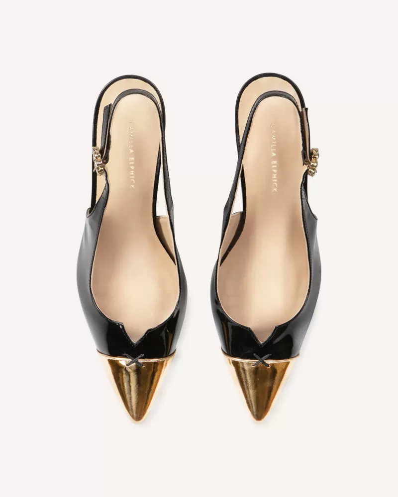 Lucia Black & Gold Slingback