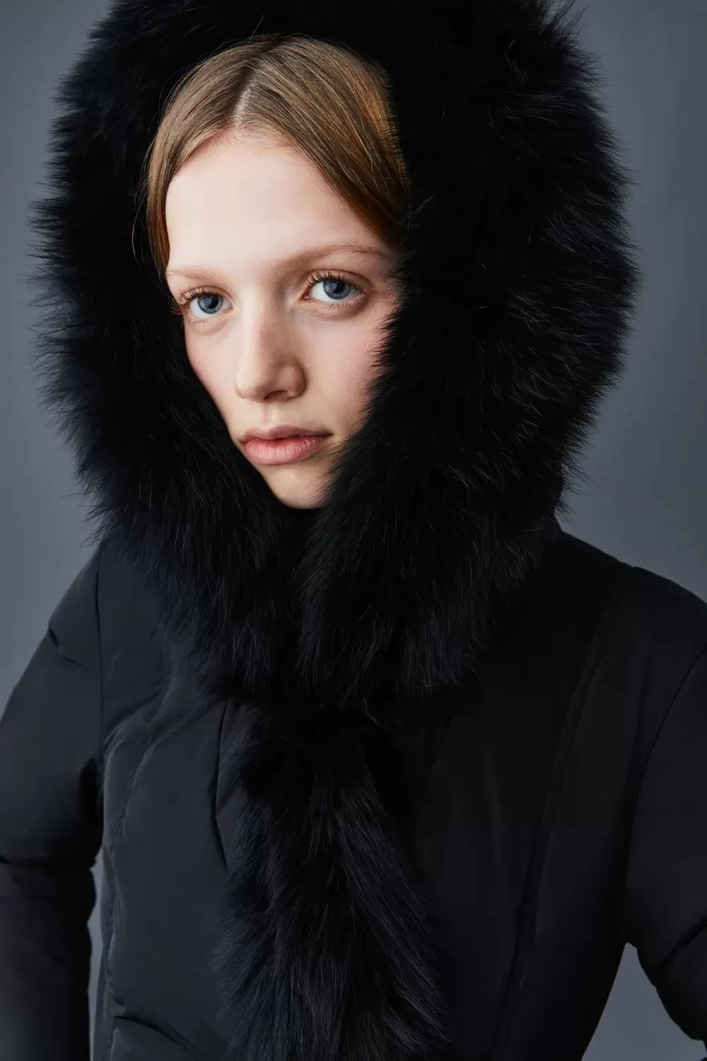 MACKAGE ADALI-BX Down Coat With Black Fox Fur