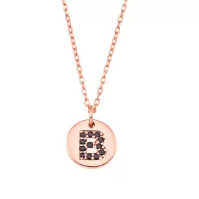 Magna | B Letter Necklace | Black CZ | Rose Gold Plated 925 Silver