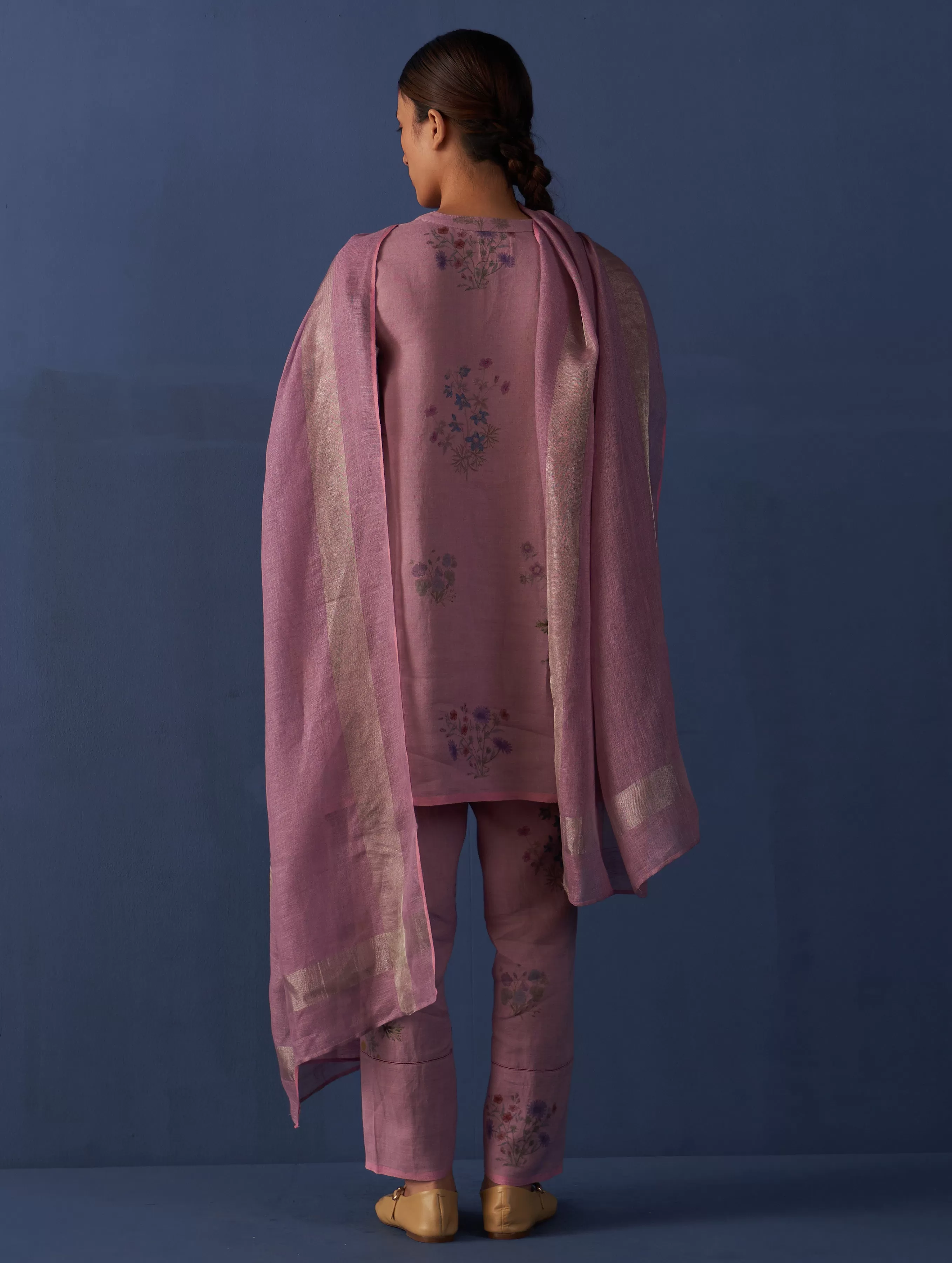 Maho Botanical Linen Kurta Set - Lavender