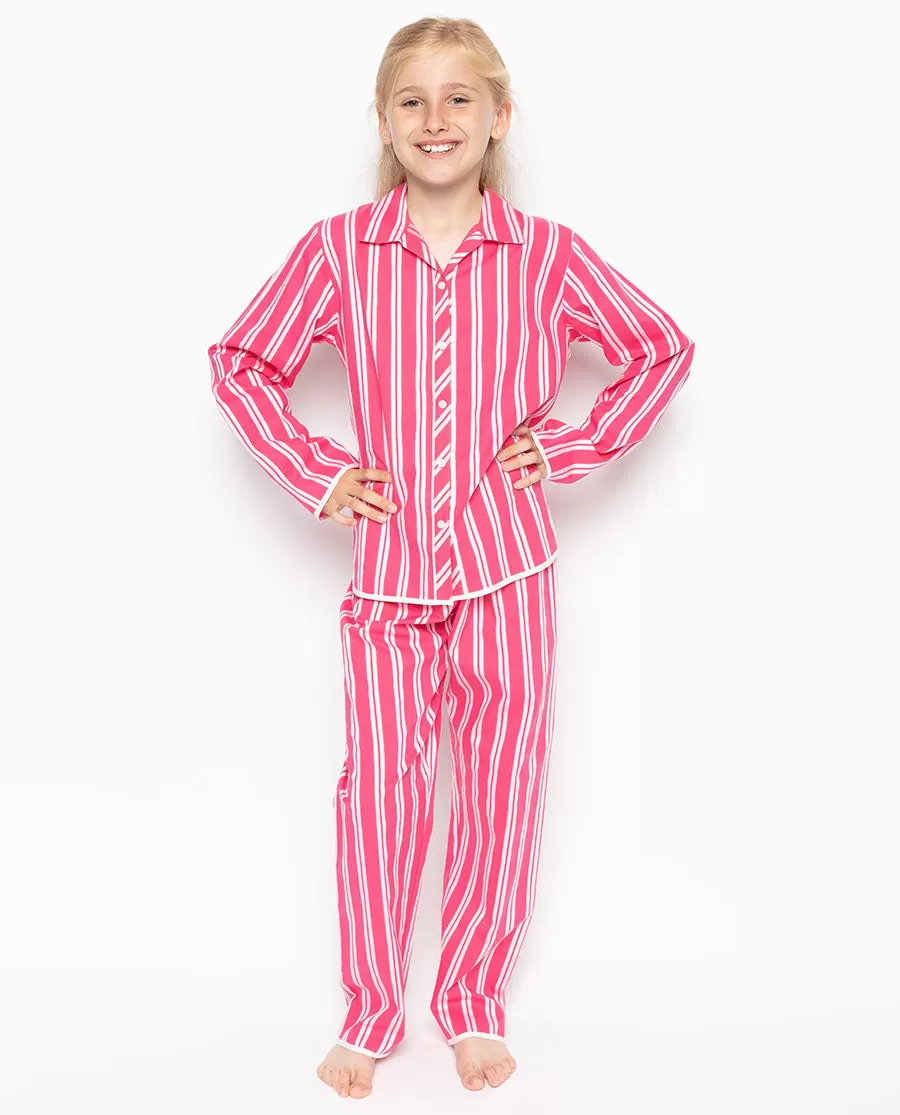 Mallory Pink Sateen Stripe Pyjama Set