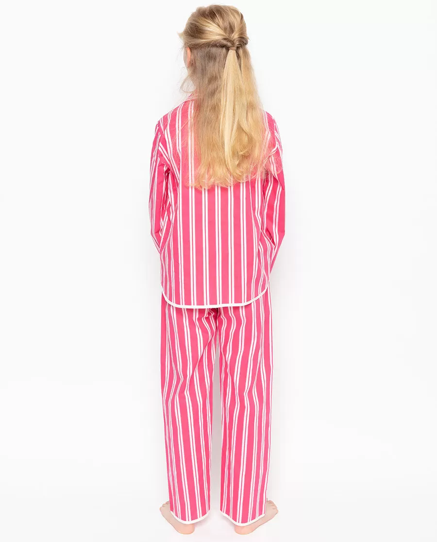 Mallory Pink Sateen Stripe Pyjama Set