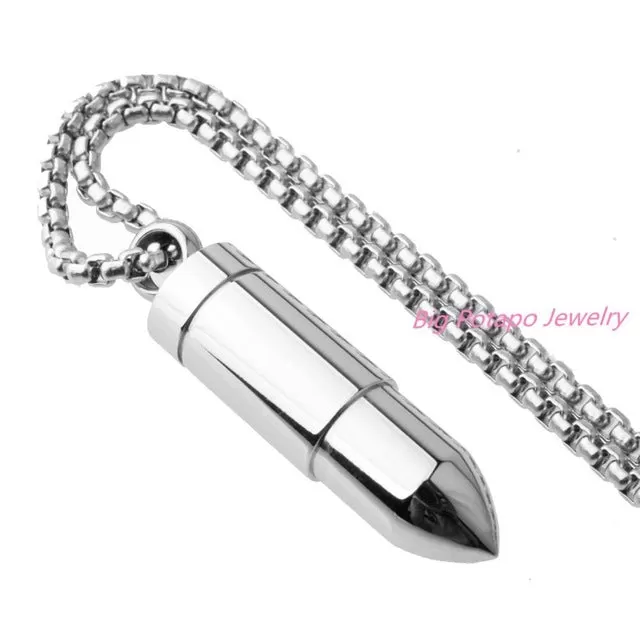 Men's Silver Gold Black Bullet Pendant Perfume 316L Stainless steel