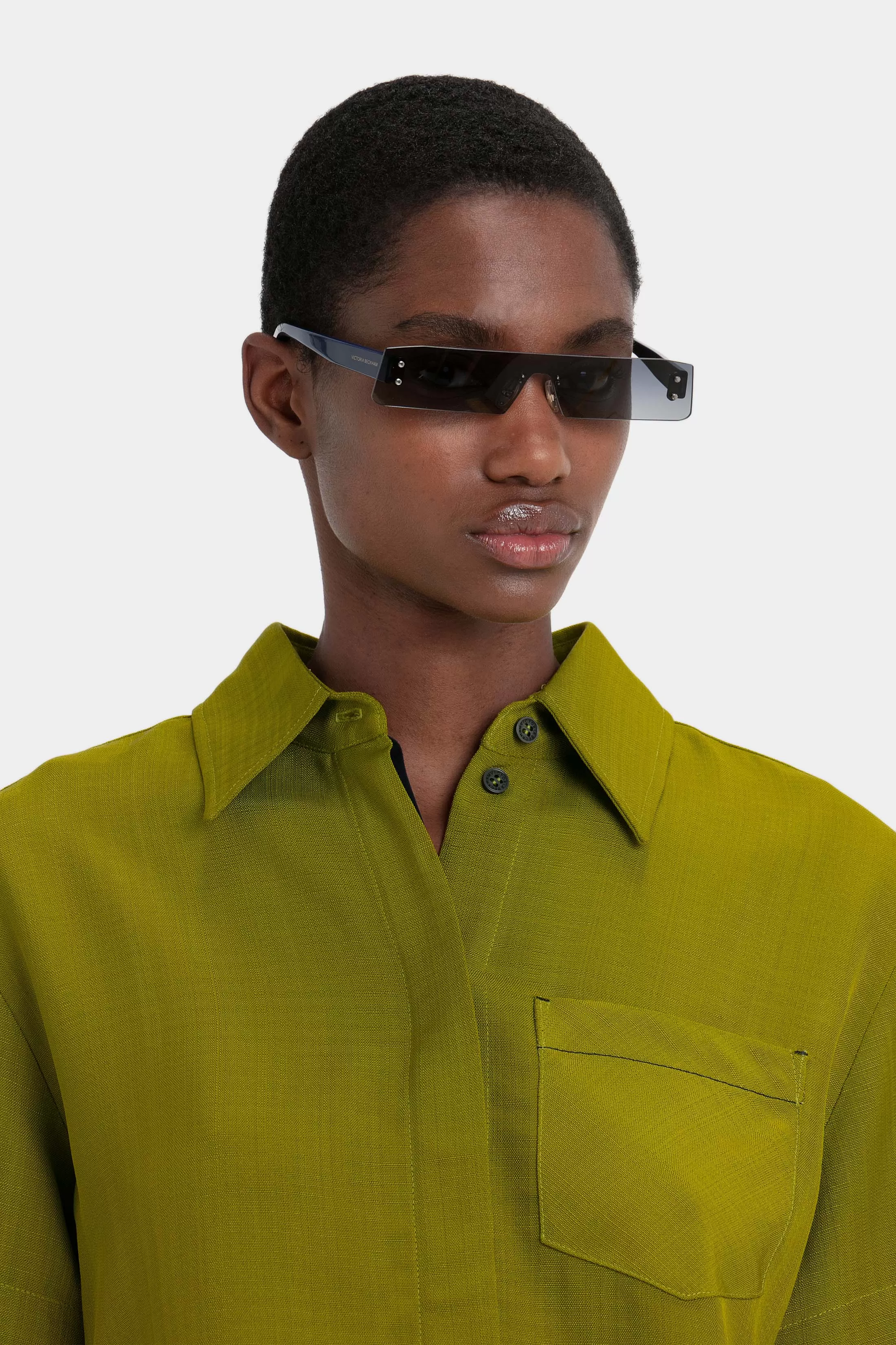 Mini Visor Sunglasses In Black-Green