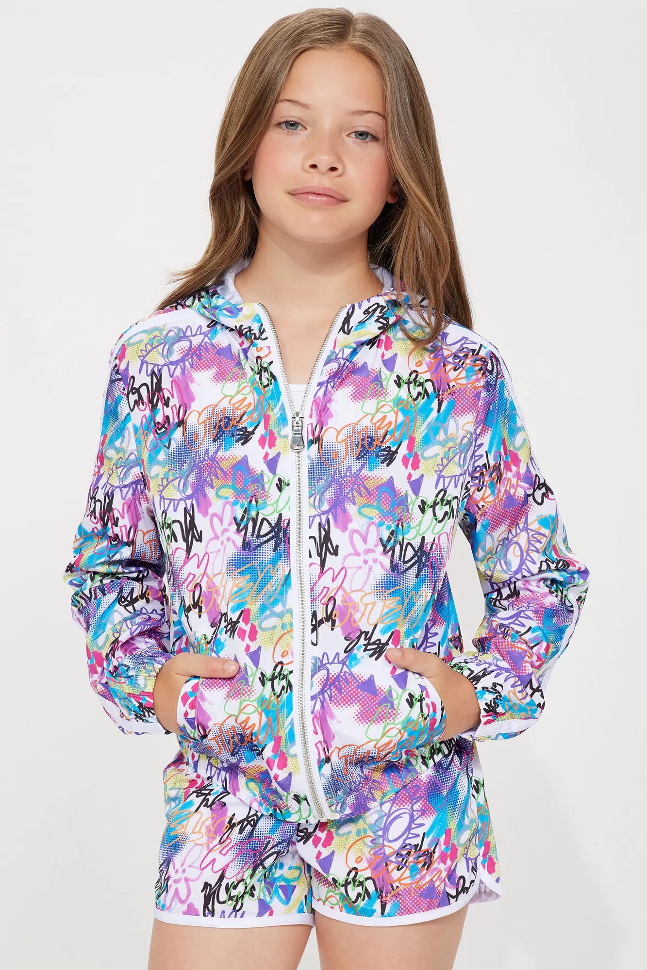 Mini Warm Up Ready Windbreaker Short Set - Multi Color