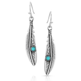 Montana Silversmiths Solo Flight Turquoise Feather Earrings