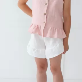 Muslin shorts with a ruffle - PURE