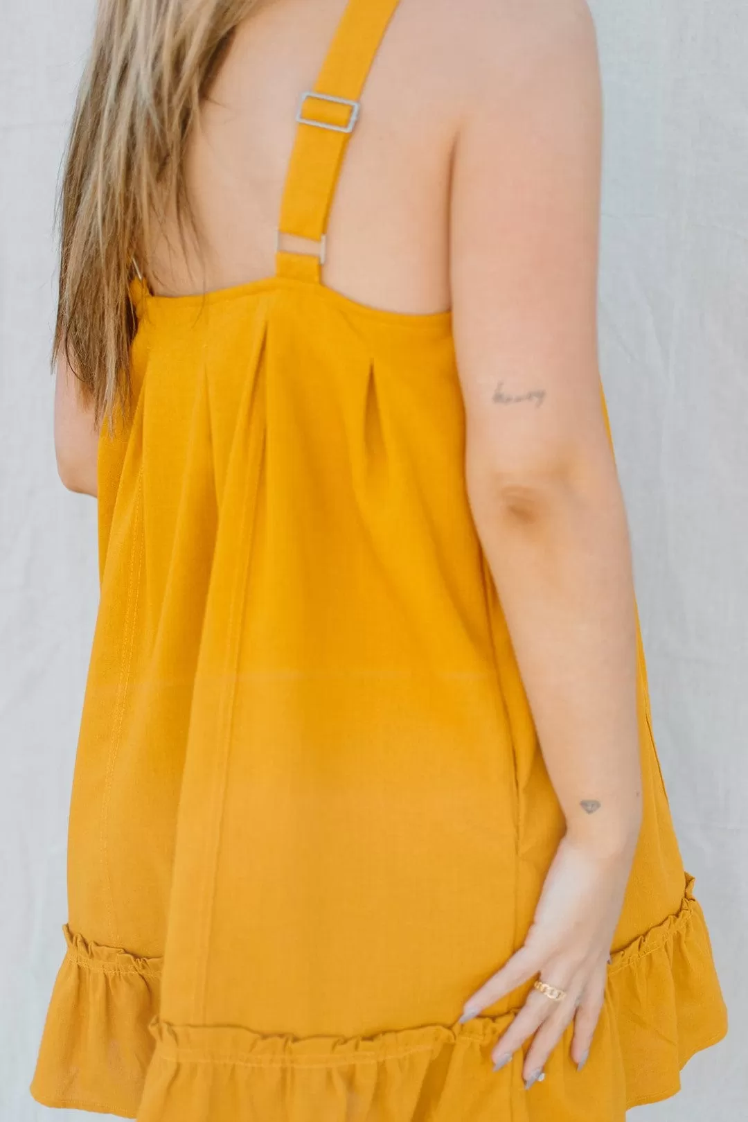 Mustard Button Down Mini Dress