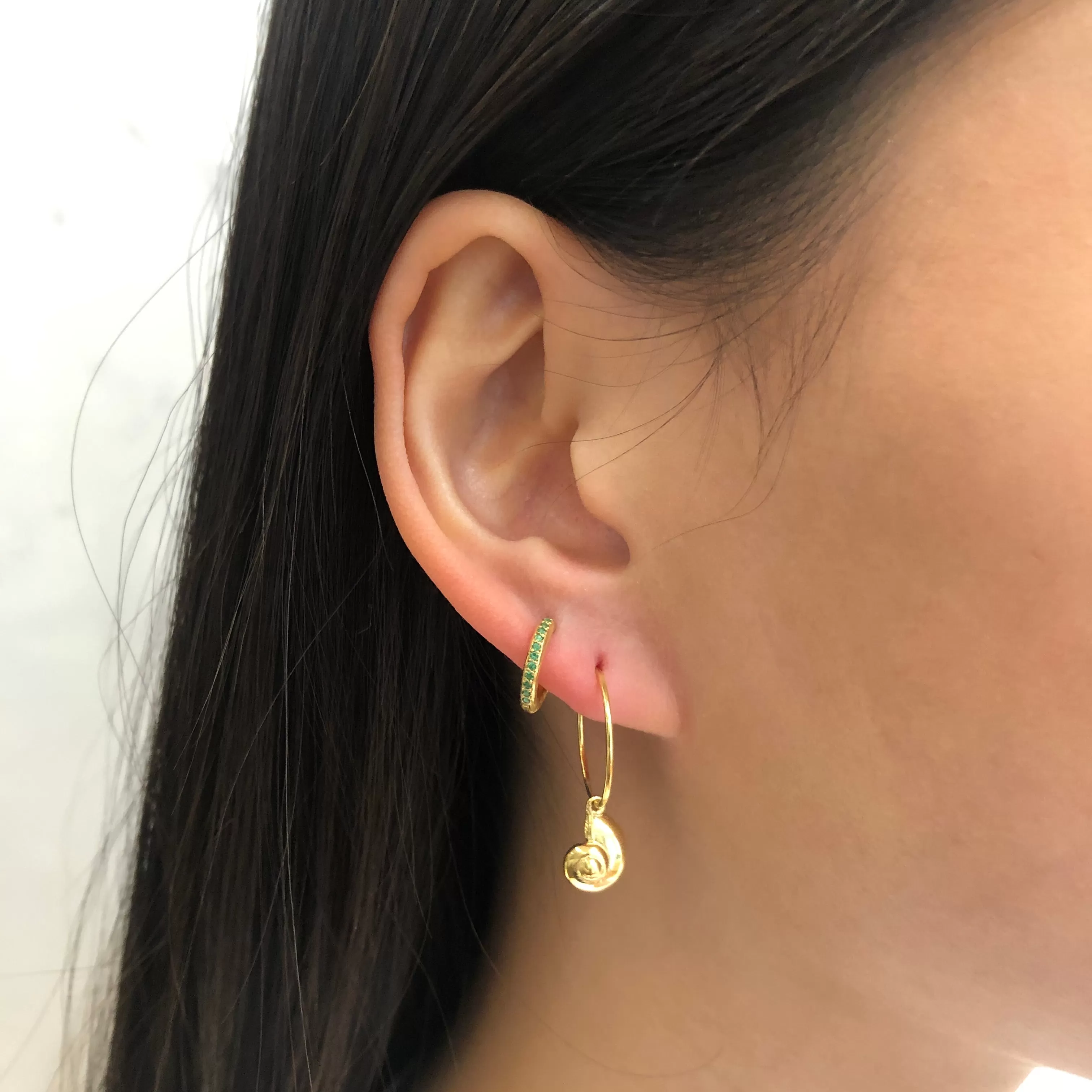 Nautilus Shell Hoops, Gold (pair)