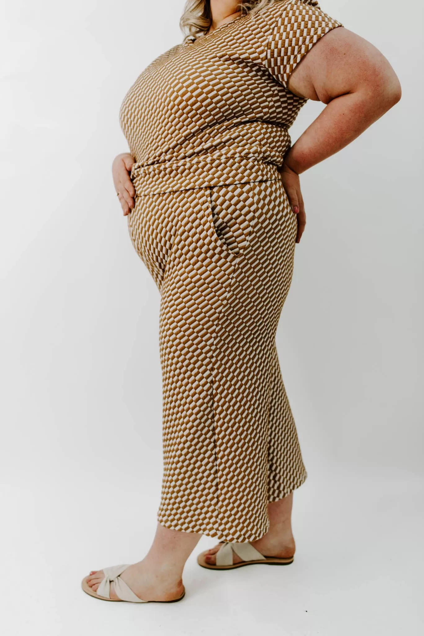 New Possibilities Curvy Checker Crop Pants