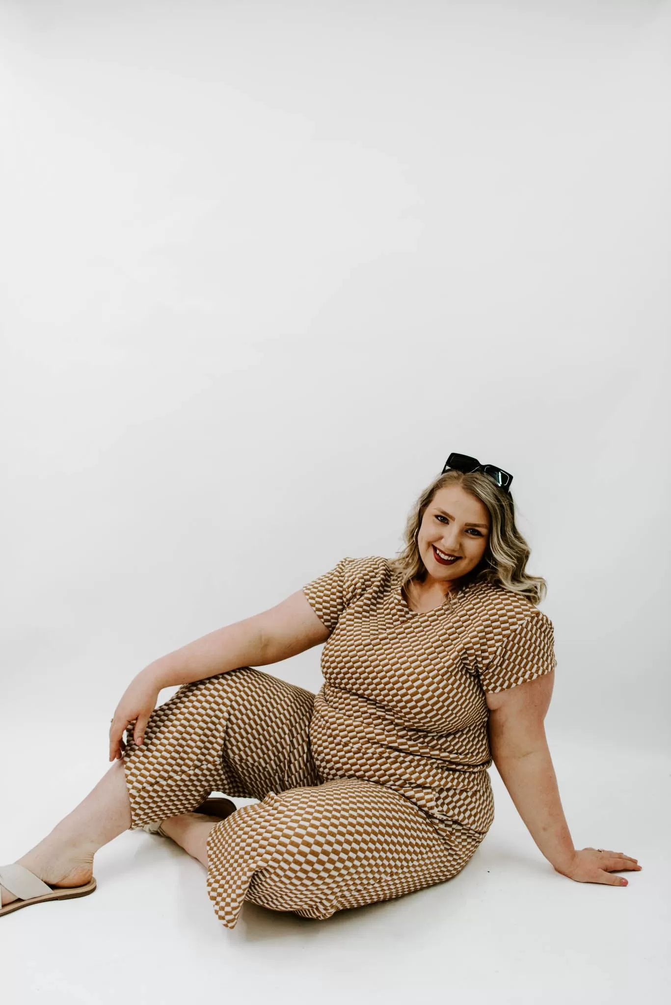 New Possibilities Curvy Checker Crop Pants