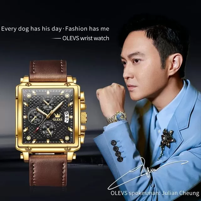 OLEVS Watches for Men Quartz Multifunctional Chronograph Fashion Casual Leather Dress Watch S4699574