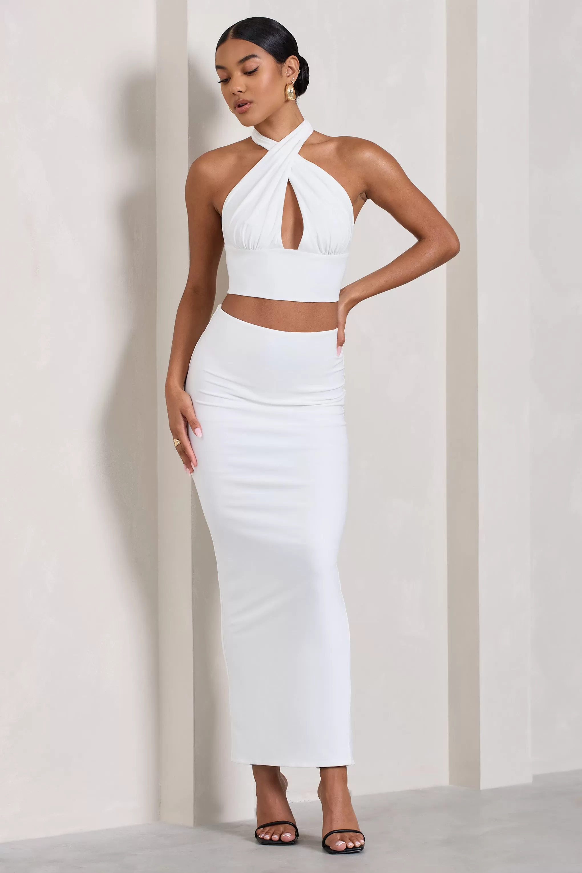 Onna | White Bodycon Pencil Maxi Skirt