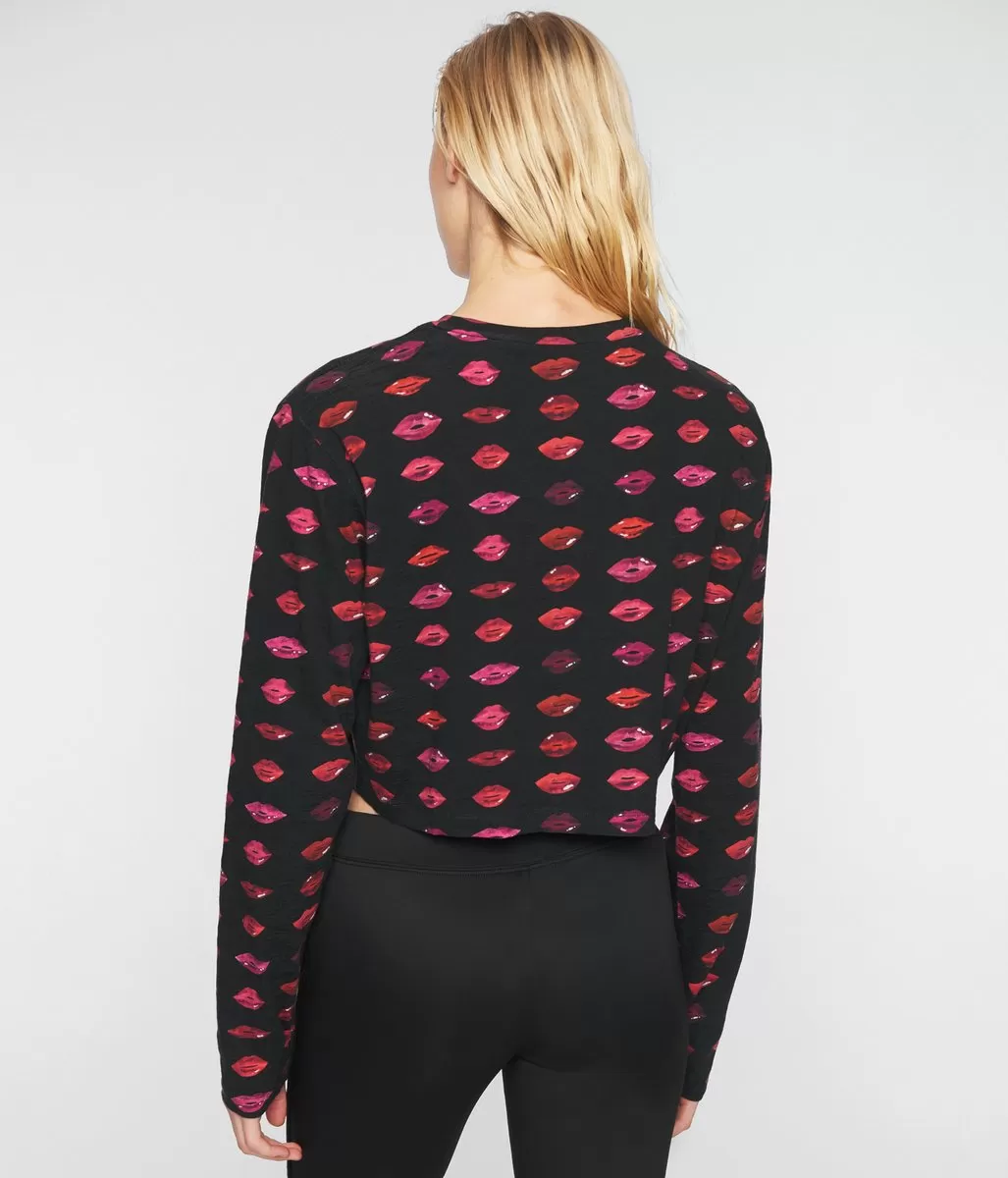 Pam & Gela Lip Print Crop Shirt