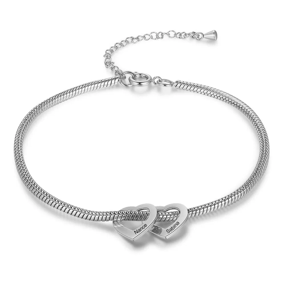 Personalized Silver Color Bracelet & Anklet With 2 Names