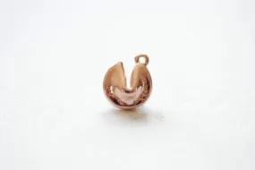 Pink Rose Gold Vermeil Fortune Cookie Charm -18k rose gold plated over Sterling Silver, Rose gold Cookie Charm Pendant, Cookie Charm, 96