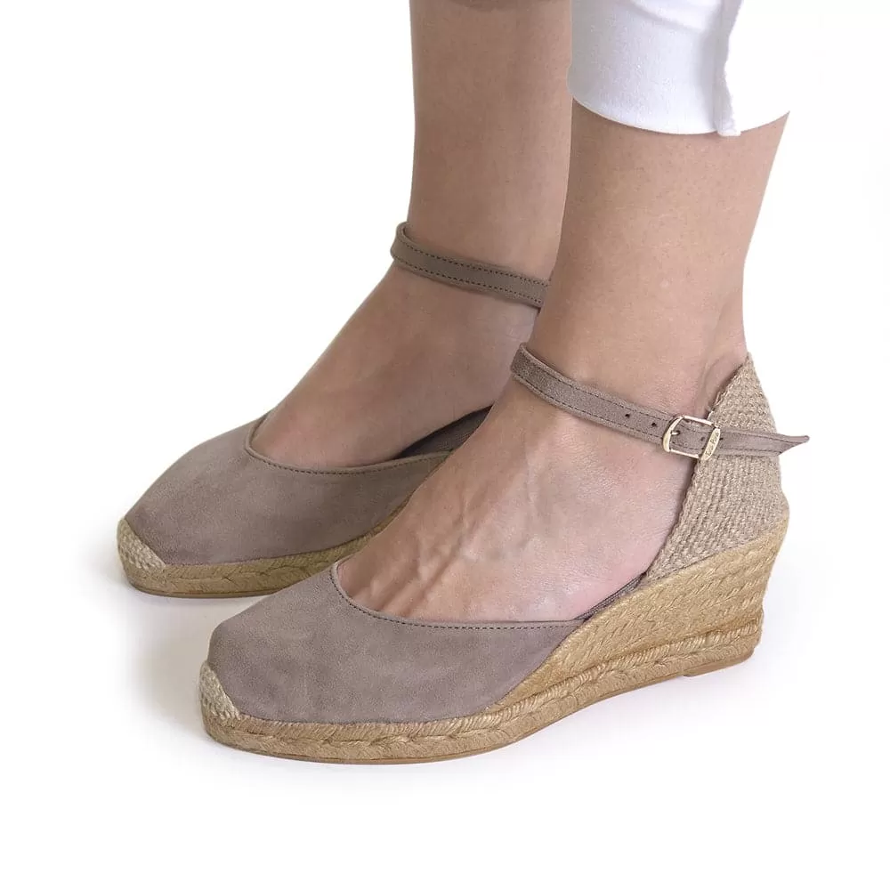 Plain Suede Leather Wedge Espadrille for Women - Lloret-5