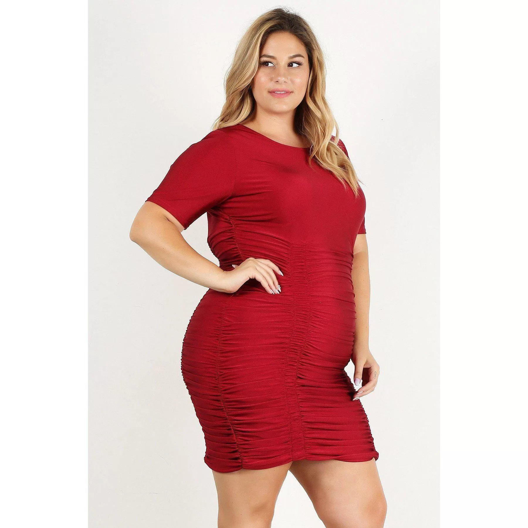 Plus Size Solid Bodycon Mini Dress