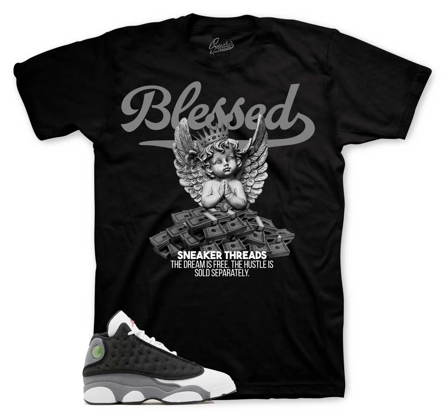 Retro 13 Black Flint Shirt - Blessed Angel - Black