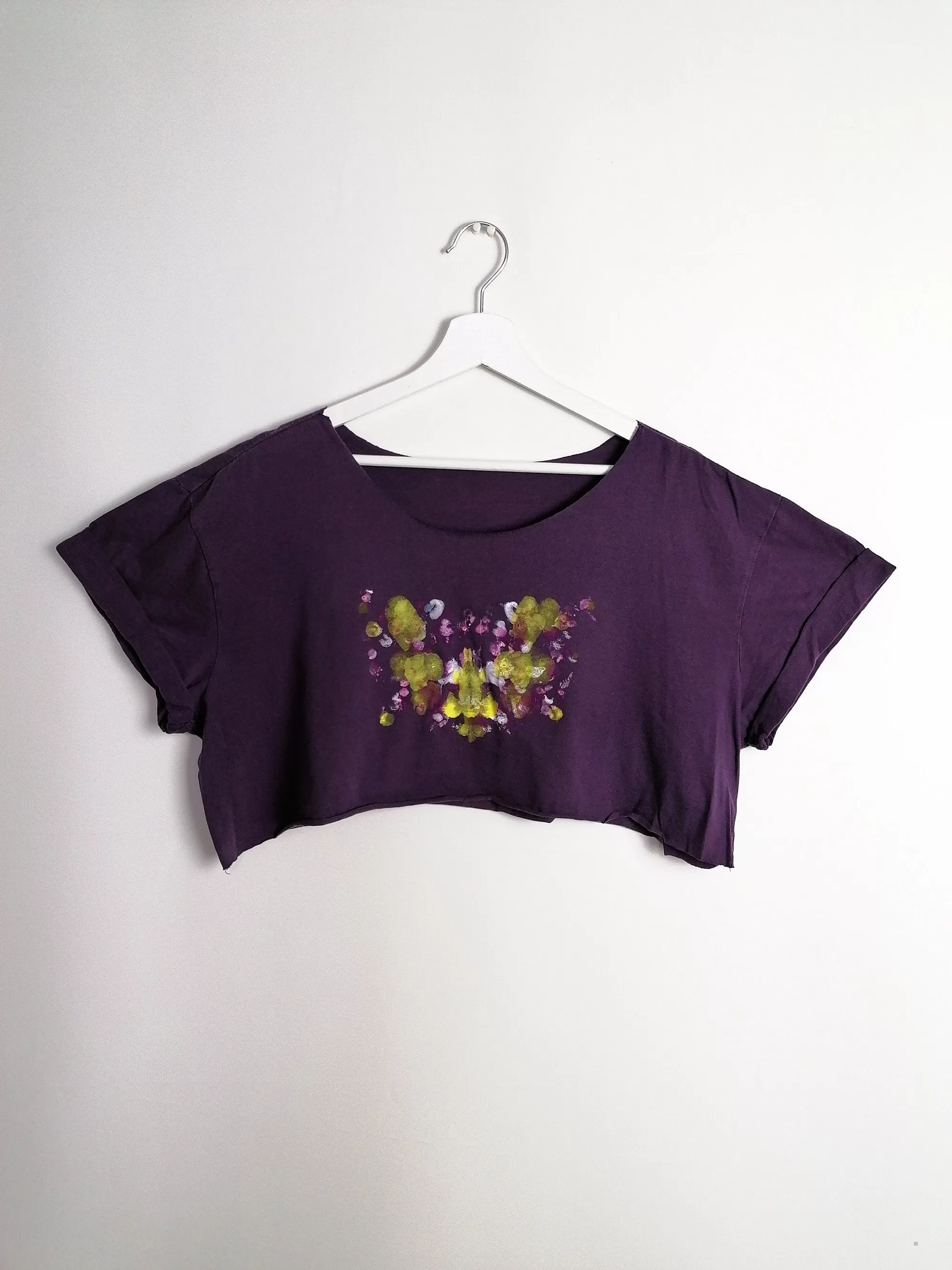 Reworked Hand-painted Rorschach Crop Top