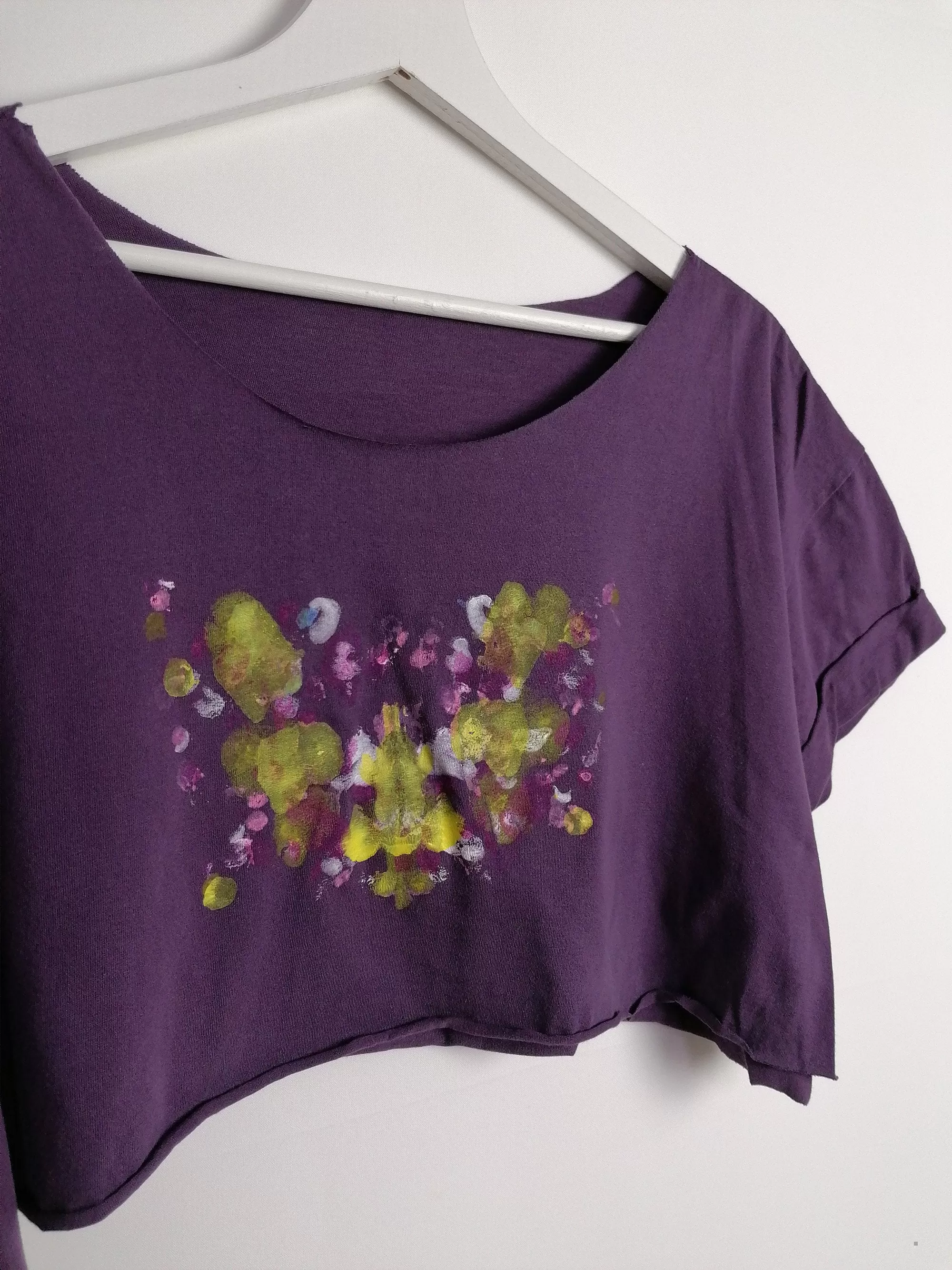 Reworked Hand-painted Rorschach Crop Top