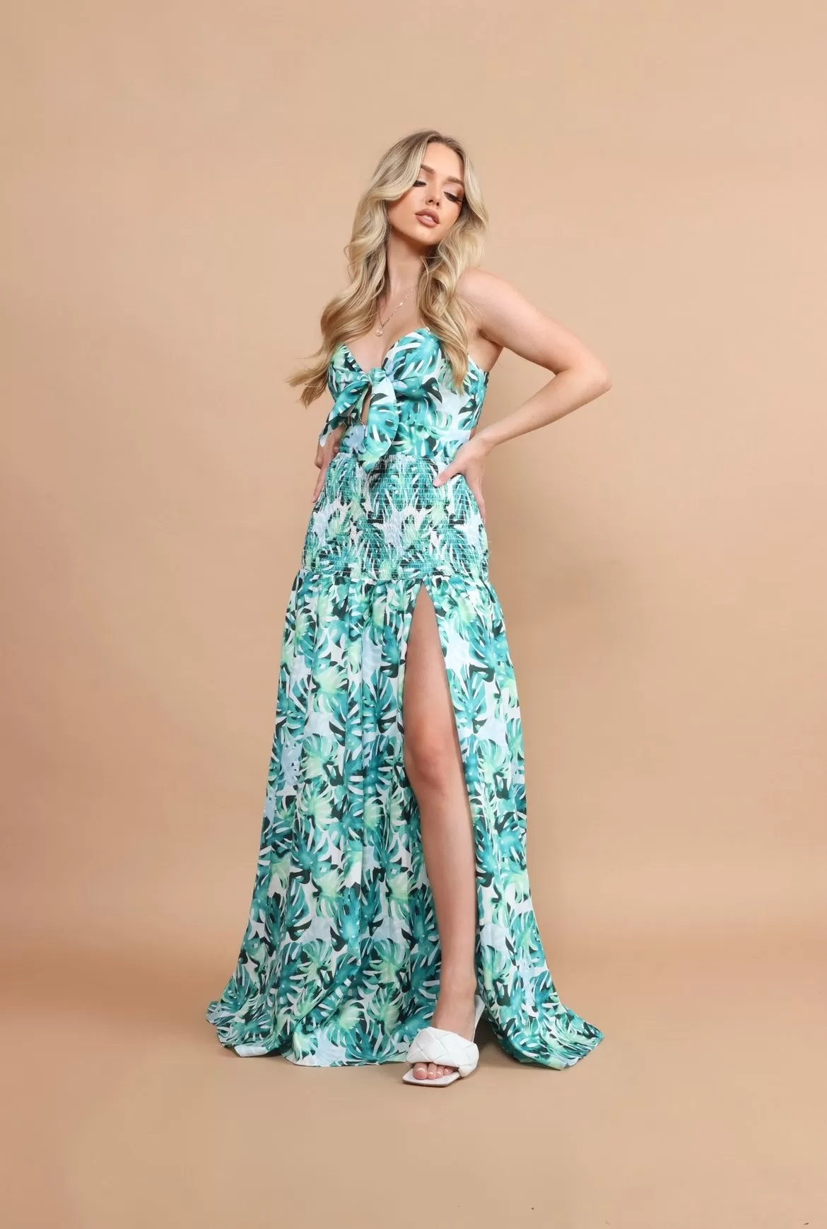 Serai Green Palm Maxi Dress