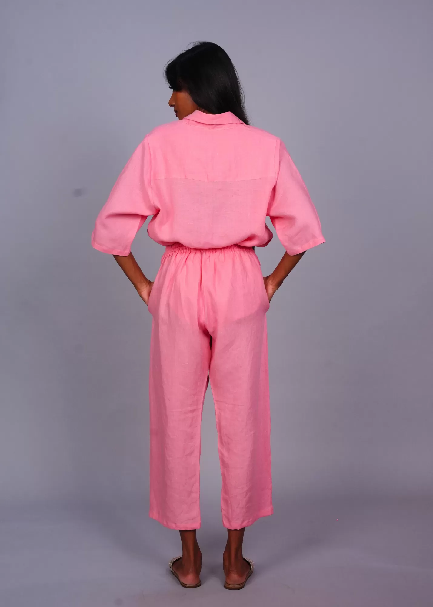 Sharan Crop Pant - Guava Linen