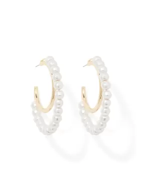 Signature Gaia Pearl And Metal Hoop Earrings