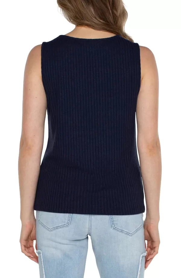 Sleeveless Boat Neck Top - Dark Navy