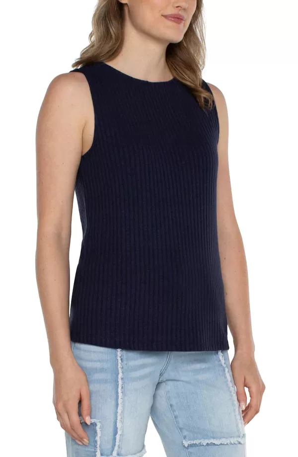 Sleeveless Boat Neck Top - Dark Navy