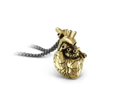 Small Anatomical Heart Necklace - Gold