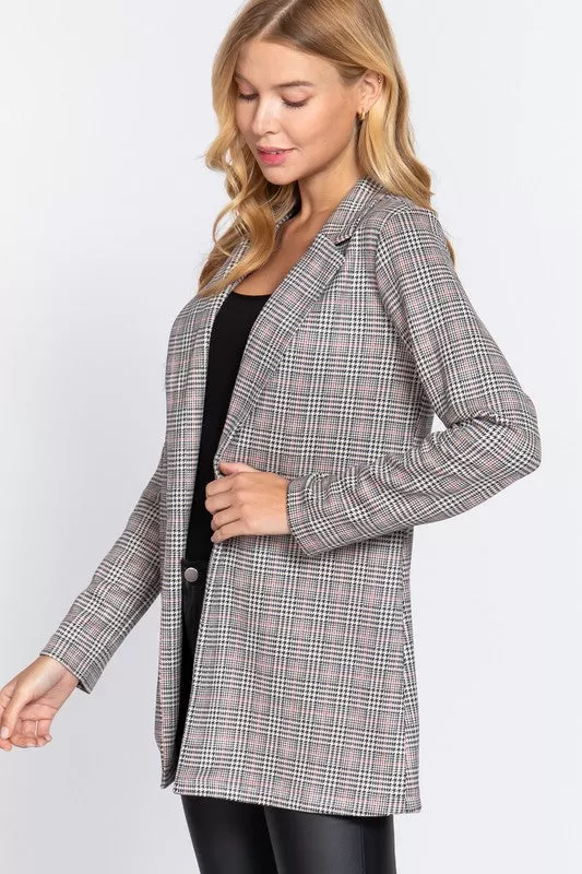 So Fetch Plaid Blazer Jacket - White Checks