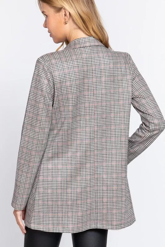 So Fetch Plaid Blazer Jacket - White Checks