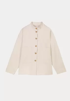 Solid Fitted Buttoned Shirt Jacket