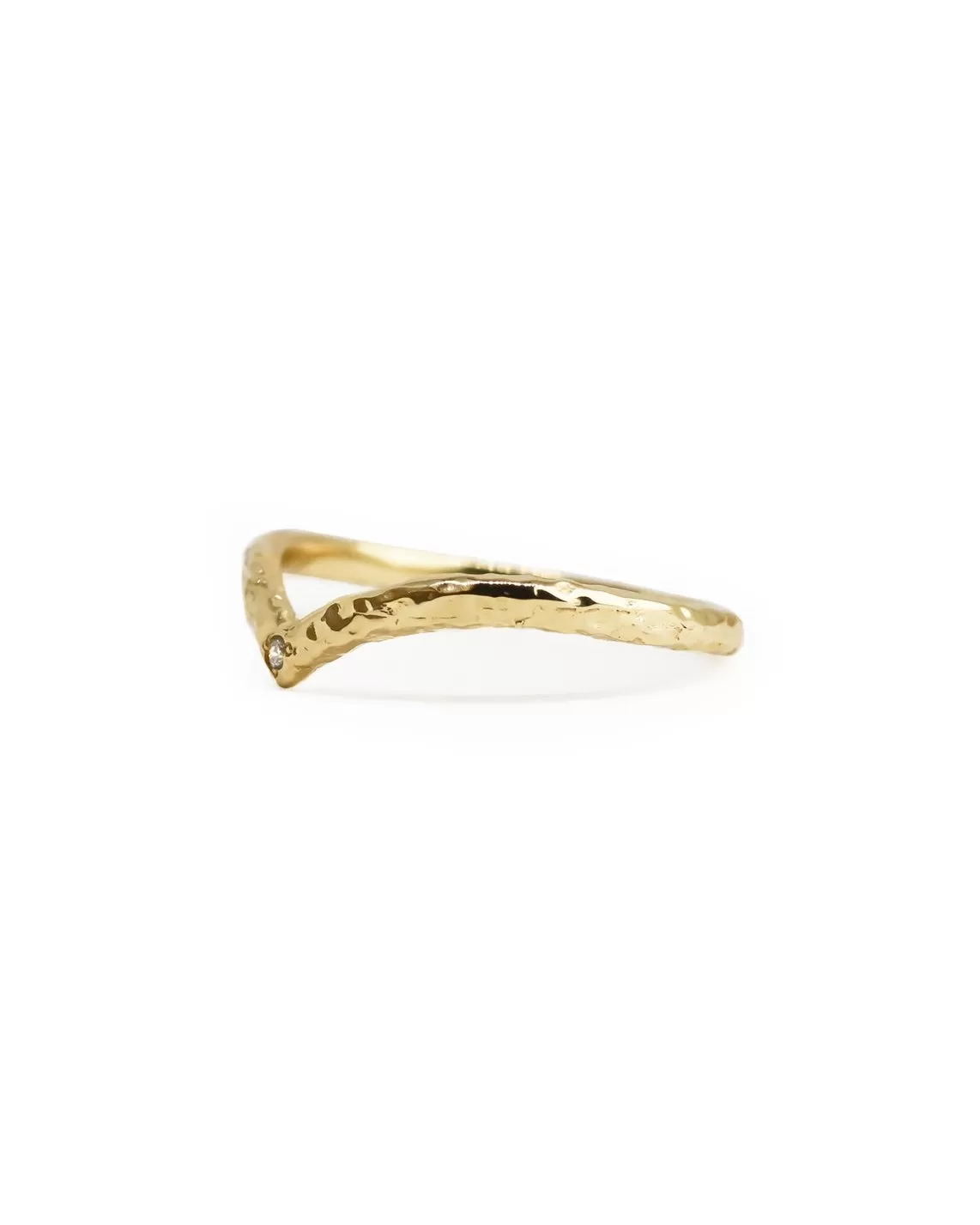 Solid Gold Textured Chevron Diamond Ring