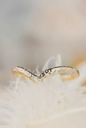 Solid Gold Textured Chevron Diamond Ring