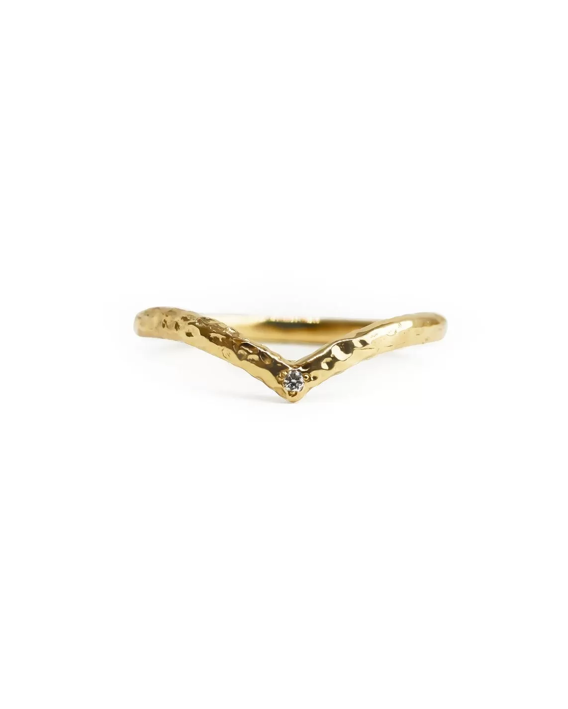 Solid Gold Textured Chevron Diamond Ring