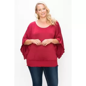 Solid Top Featuring Flattering Wide Sleeves