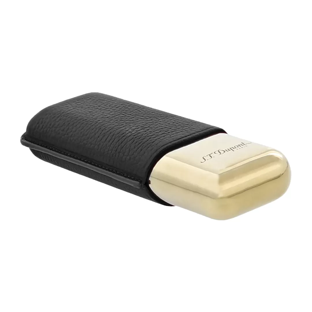 S.T. Dupont Double Cigar Case Black & Gold