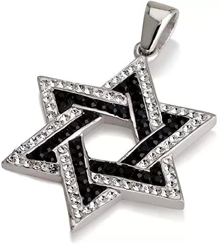 Star of David Pendant Multi Colors Gemstones   Sterling Silver Necklace #10