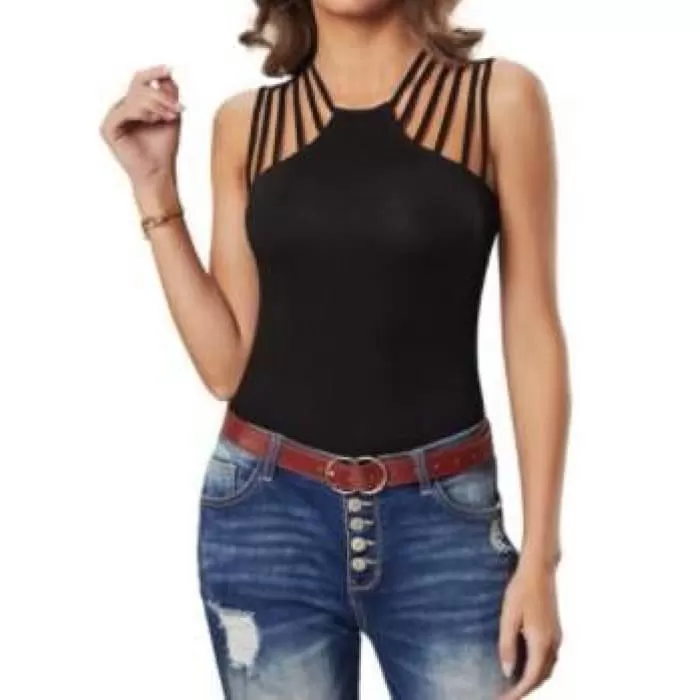 Strappy Neckline Sleeveless Top