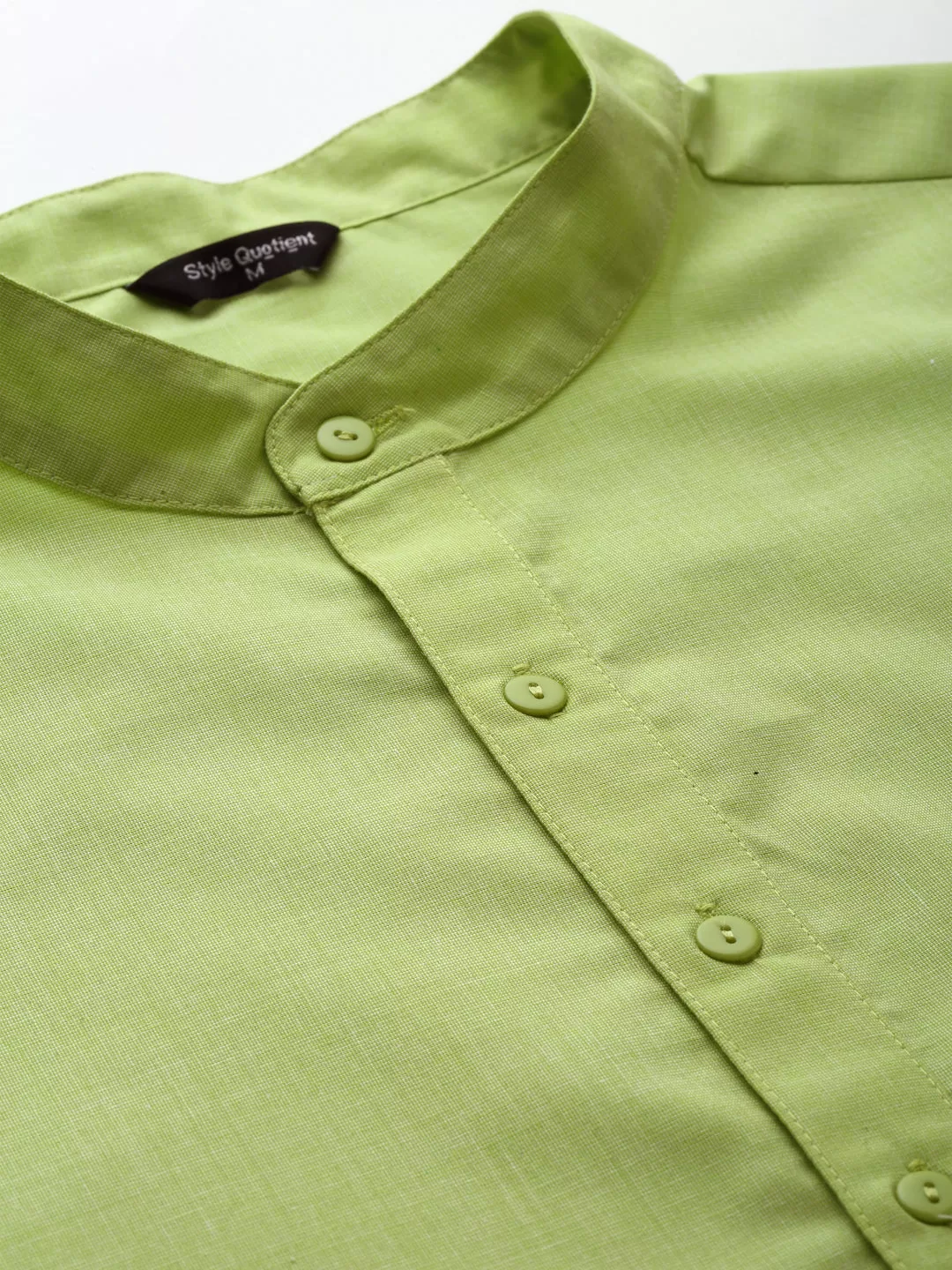 Style Quotient Mens Green Solid Kurtas