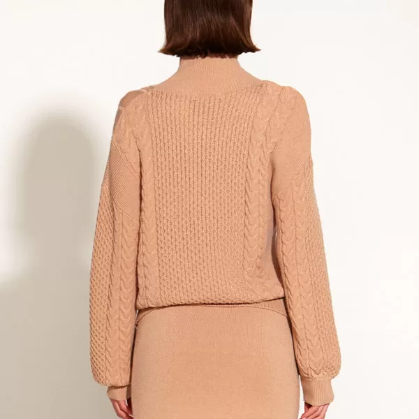 Treasure Turtleneck Cable Knit - Tan